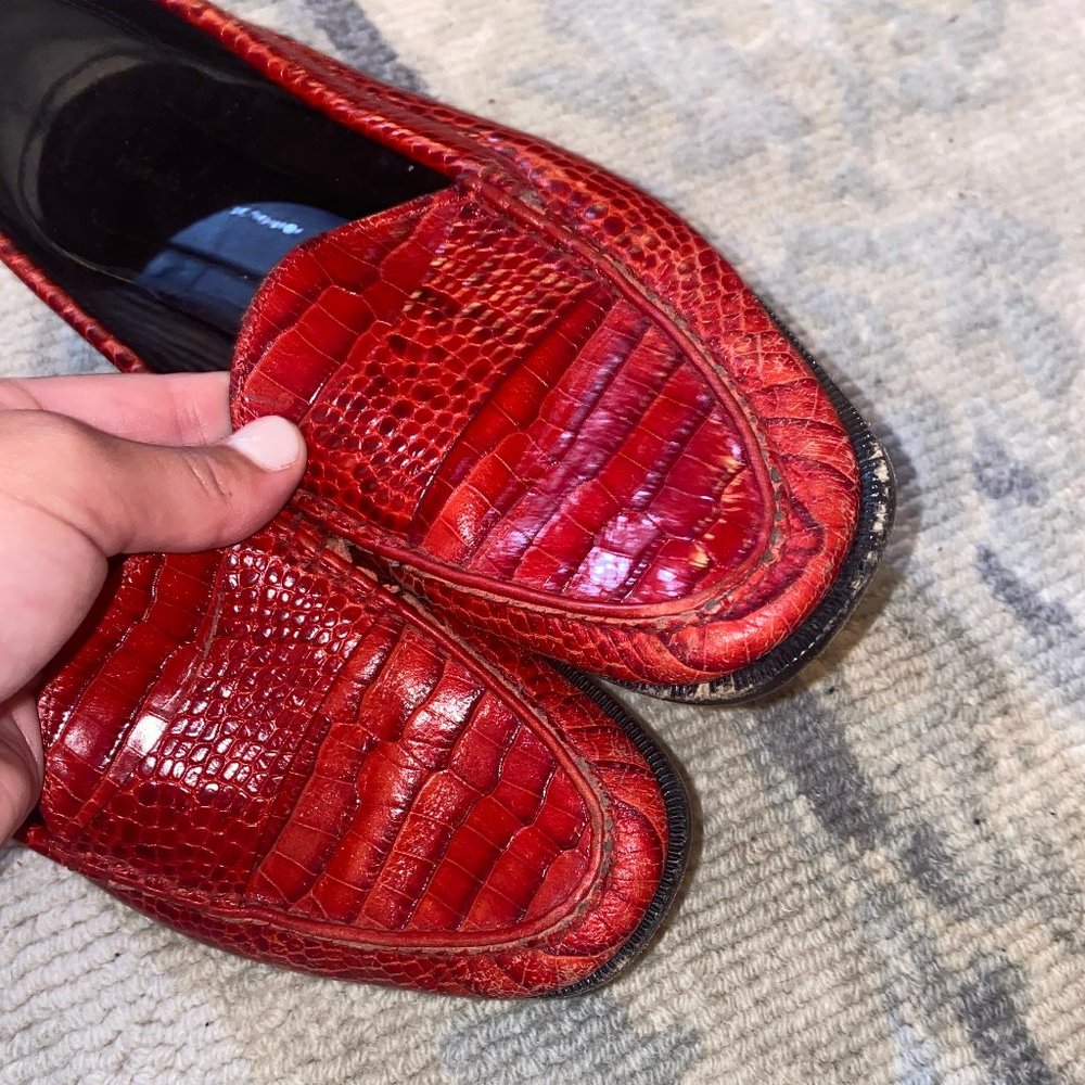 Proenza Schoulder Red Croc Embossed Loafer 38.5